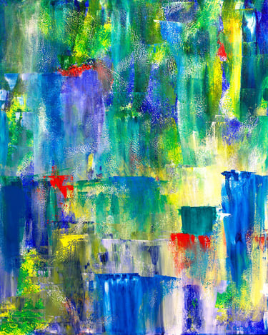 Acrylic painting of waterfalls in different dimensions