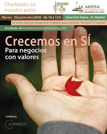 Cartel del evento "Crecemos en Sí: para negocios con valores", organizado por La azotea networking.