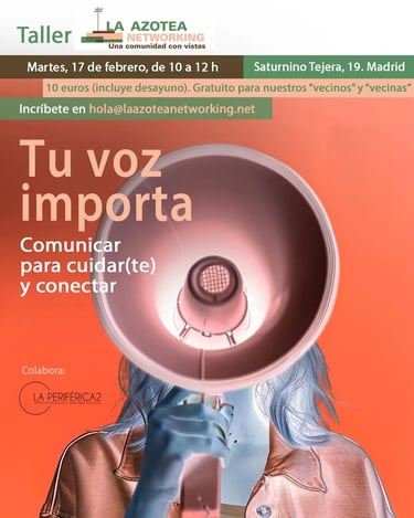 a woman with a megaphone in her hand and a megaphone in her hand