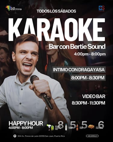 a man in a white shirt and a microphone in front of a karaoker