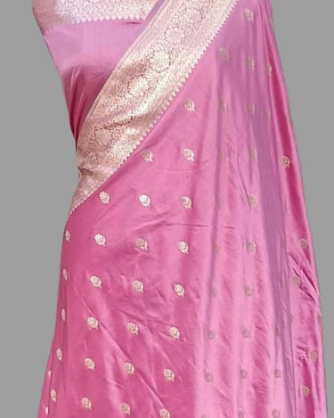 Pink Aatari Buti Katan Silk Banarasi Saree