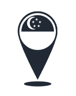 icon of pined location with Singapore flag inside