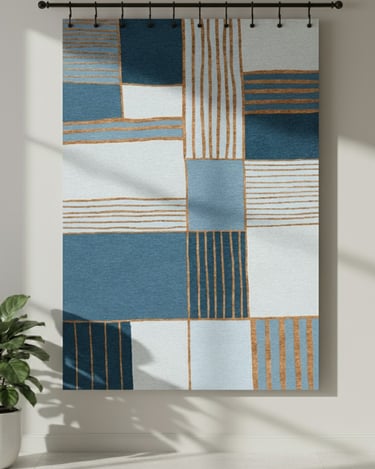 Custom bespoke handmade rugs crafted in Nepal- geometric wall-hanging- Himalaya Carpet Industries