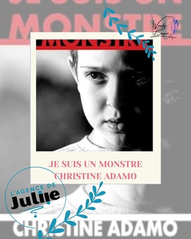 Visuel pour la chronique du roman "Je suis un monstre" de Christine Adamo.