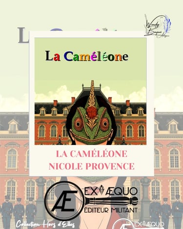 Visuel pour la chronique du roman de Nicole Provence "La Caméléone", aux éditions Ex Aequo.