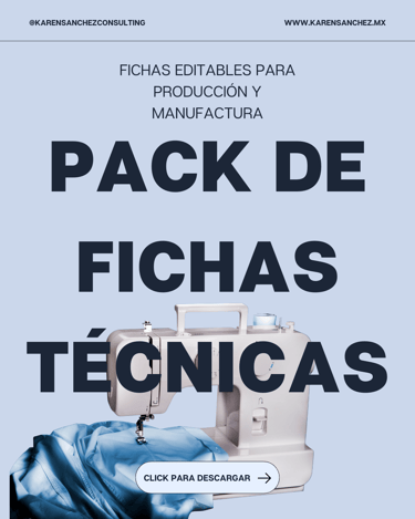 Portada del ebook ‘Pack de Fichas Técnicas’ creado por Karen Sánchez Consulting, una herramienta práctica para diseñadores de