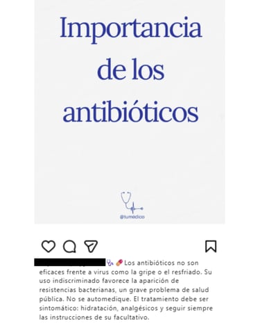 Ejemplo de publicación no profesional en Instagram de un centro médico