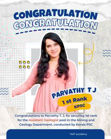 First rank Kerala PSC, assistant geologist ,Mining and geology department Kerala