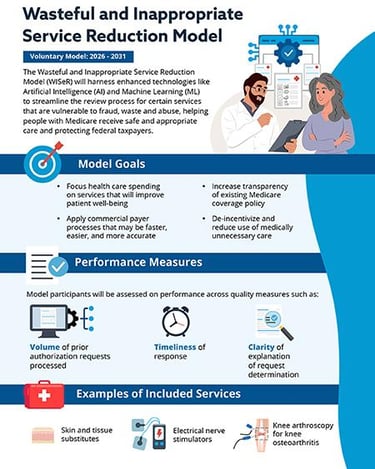 CMS Wasteful and Inappropriate Service Reduction Model (WISeR) Model infographic