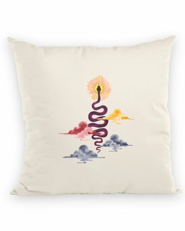 coussin imprimé illustration serpent aquarelle