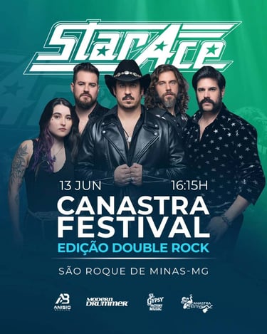 Cartaz do show da banda StarAce no Canastra Festival no dia 13 de junho