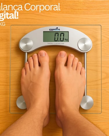 Balança Digital De Vidro Corporal Temperado Até 180 Kg Quadrada Banheiro Portátil Comica