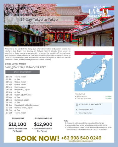 14-day Tokyo to Tokyo LaQui Tours
