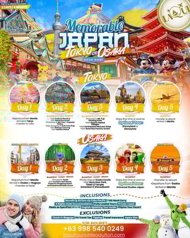 Japan Tokyo or Osaka LaQui Tours