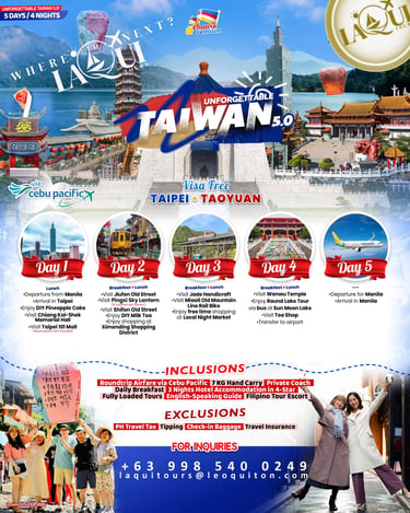 Taiwan Unforgettable Taipei Taoyuan LaQui Tours