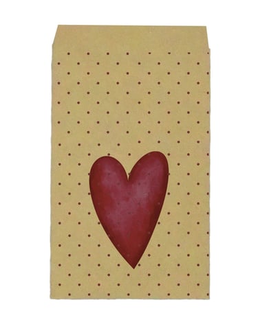 kraft geschenkzakje met hartjes als bedrukking.. Perfect voor Valentijn.