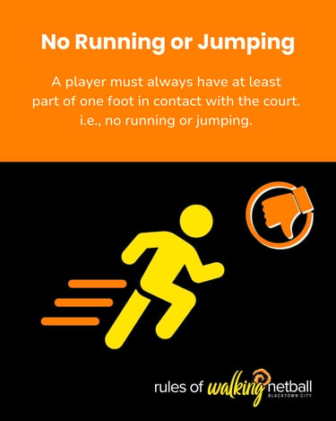Rule: no running or jumping, vector image of person running and thumbs down icon