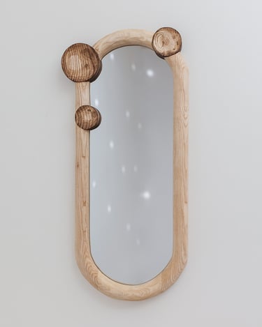 Miroir contemporain artisanale frêne