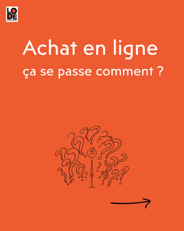 Affiche où est écrit "achat en ligne, ça se passe comment?"