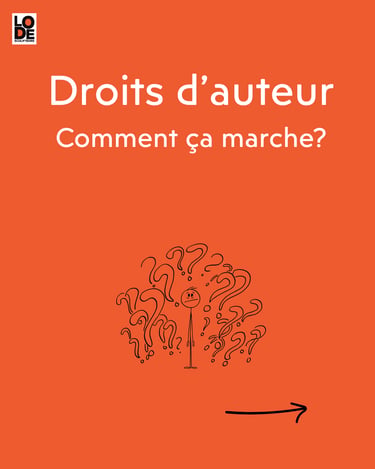 Affiche où est écrit: "Droits d'auteur comment ça marche