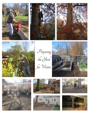 Pictures of us preparing our yard for winter.