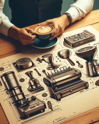 a man in a vest and tie dyes a coffee cup