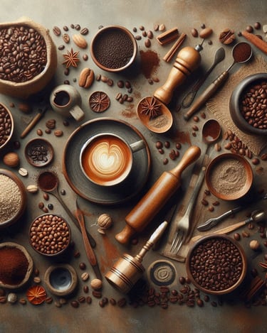 a coffee cup with a coffee cup and a spoon