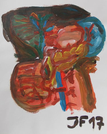 a painting of abdomen's anatomy