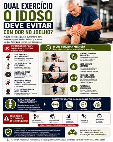 exercicio que idoso deve evitar com dor no joelho