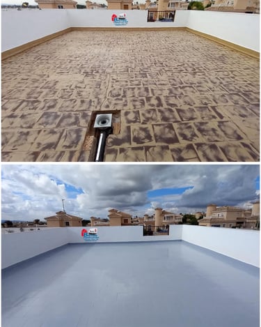 عزل السطح قبل وبعد البيت للعوازل