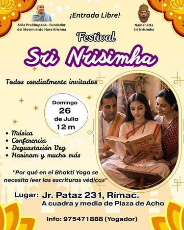 Festival Hare Krishna. Namahatta Sri Nrisimha en Acho.