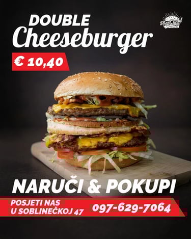 Vizual za društvene mreže fast food restorana s grafičkim dizajnom i brend elementima