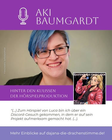 Aki Baumgardt spricht im Hörspiel "Existence - Das ewige Leben" von Luca Snow