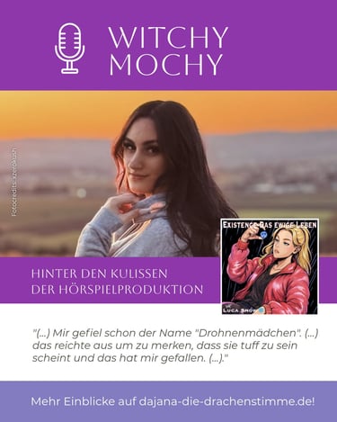 Witchymochi spricht im Hörspiel "Existence - Das ewige Leben" von Luca Snow