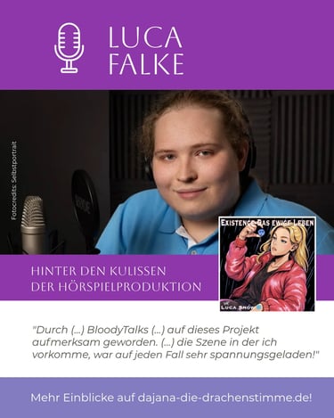 Lucas Horrorkabniett spricht im Hörspiel "Existence - Das ewige Leben" von Luca Snow