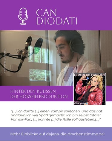 Can Diodati im Hörbuch Tonstudio Berlin bei der Aufnahme für das Hörspiel "Existence" von Luca Snow