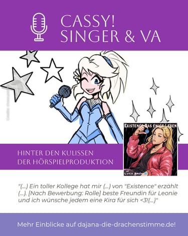 Cassy! spricht im Hörspiel "Existence - Das ewige Leben" von Luca Snow