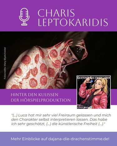 Charis alias Shat Aran / Peanut Play spricht im Hörspiel "Existence - Das ewige Leben" von Luca Snow