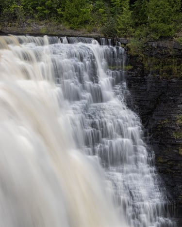 A large waterfall cascade.