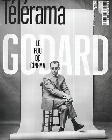 Couverture du Telerama de septembre 2022 avec une photo en noir et blanc de Godard