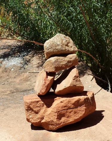 Stacked rocks spotted down by the creek at Red Tank Draw in Sedona, Arizona