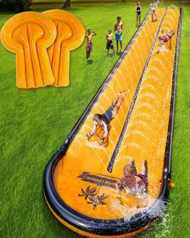 32ft Slip Water and Slide for Kids Adults, Extra Long Backyard Water Slide for Kids Ages 5-8 8-12 wi