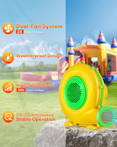 750W Bounce House Blower for Inflatables, 1HP Air Blower for Outdoor Bounce House, Water Slides, Air