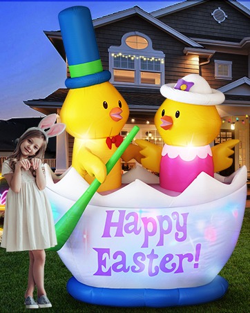 inflatable chicks in boat