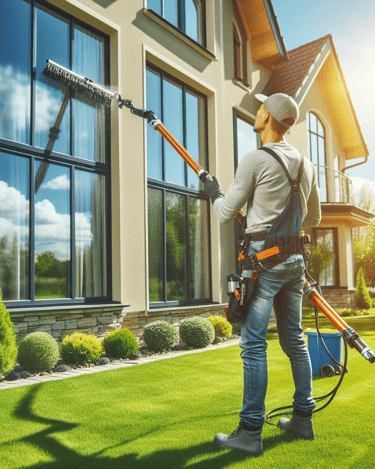 Window cleaner using water-fed pole and pure water to clean windows with no ladder or detergents.