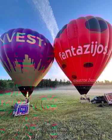 hot air balloon over vilnius or trakai