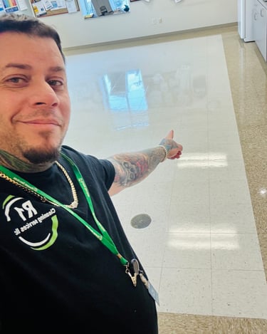 Staff member showing the floor