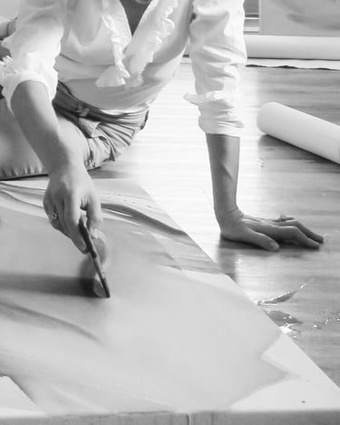 Anya Baboyedova, abstract painter, in her Florida art studio