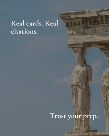 Classical Greek statues against a blue sky — League Logic Pro article on verifying debate evidence