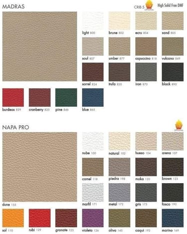 tapizados para mobiliario de peluquería, tapizados Madras, tapizados Napa Pro, colores variados de tapizados, tapizados durad